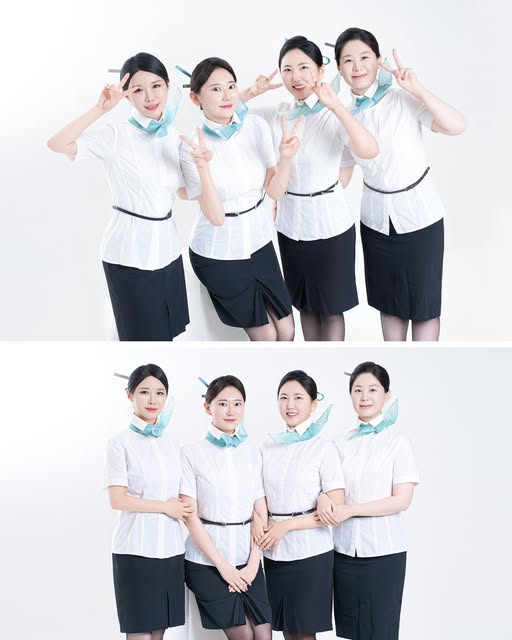 같은 유니폼을 입은 네 사람의 아메토 단체사진